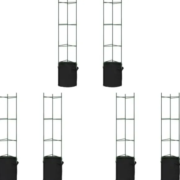Espalierer med planteposer - Justerbare tomatstativer | Størrelse: 154 cm | Materiale: Stål og PP | Antal: 6 stk.