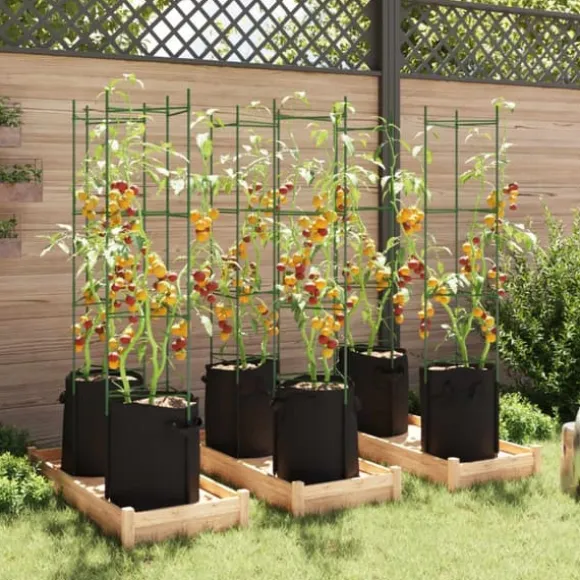 Espalierer med planteposer - Justerbare tomatstativer | Størrelse: 154 cm | Materiale: Stål og PP | Antal: 6 stk.