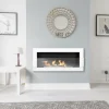 Ethanol Bio pejs med glas Bio pejs Hængende Bio Ethanol Bio pejs 90 cm x 40 cm x 12 cm Hvid Glans Miljøvenlig Bio pejs