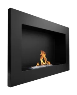 Ethanol Komfur Bioethanol Vægmonteret Bio Komfur 65 x 40 x 12 cm Mat Sort Bio Kedel Miljøvenlig Bio Komfur