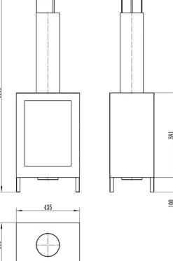 Ethanol pejs / biopejs / fritliggende biopejs i mat sort farve 44 cm x 136 cm x 31 cm KOZEN