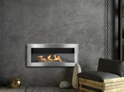 Ethanol pejs med glas pejse Bio-pejs hængende bio pejs Bioethanol brænder 90 cm x 40 cm x 12 cm INOX økologisk pejs