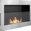 Ethanol pejs med glas pejse Bio-pejs hængende Bio pejs Bioethanol brænder 65 x 40 x 12 cm INOX økologisk pejs