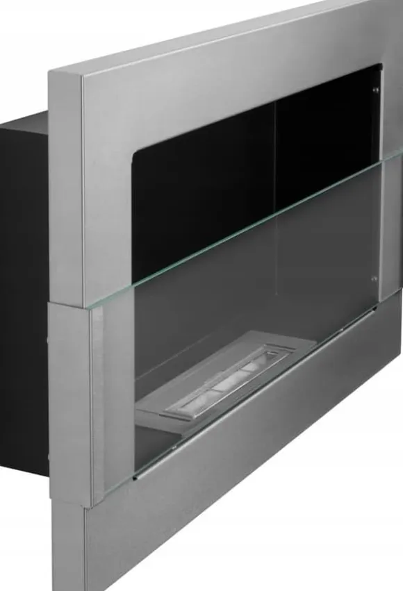 Ethanol pejs med glas pejse Bio-pejs hængende Bio pejs Bioethanol brænder 65 x 40 x 12 cm INOX økologisk pejs