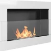 Ethanol pejs Pejs Biopejs Vægmonteret bioethanol pejs Bioethanolbrænder 65 x 40 x 12 cm hvid blank med glas økologisk pejs