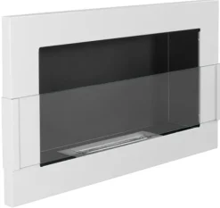 Ethanol pejs Pejs Biopejs Vægmonteret bioethanol pejs Bioethanolbrænder 65 x 40 x 12 cm hvid blank med glas økologisk pejs