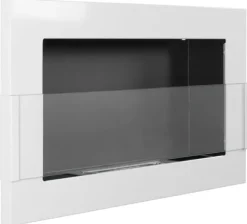 Ethanol pejs Pejs Biopejs Vægmonteret bioethanol pejs Bioethanolbrænder 65 x 40 x 12 cm hvid blank med glas økologisk pejs