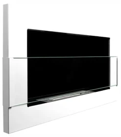 Ethanol pejs Pejs Bio-pejs Vægmonteret biopejs Bioethanolbrænder 65 x 40 x 12 cm hvid blank med glas økologisk pejs
