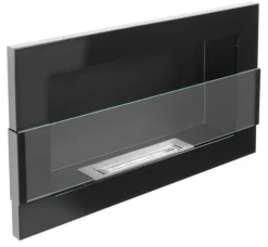 Ethanol pejs Pejs Biopejs Vægmonteret bioethanol pejs Bioethanolbrænder 65 x 40 x 12 cm blank sort med glas