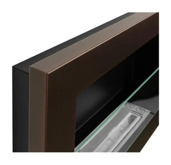 Ethanol pejs Pejs Bio-pejs Vægmonteret biopejs Bioethanolbrænder 65 x 40 x 12 cm brun mat med glas Miljøvenlig pejs
