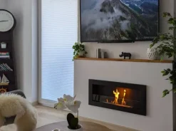 Ethanol pejse pejse Bio-pejs hængende biopejs Bioethanol brænder SLIM 90 cm x 40 cm x 12 cm Mat sort økologisk pejs