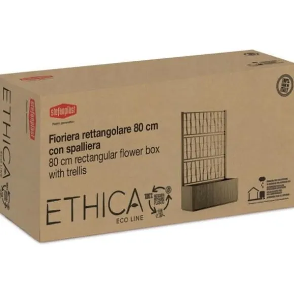 Ethica rektangulär blomlåda 80 cm med grön spaljé