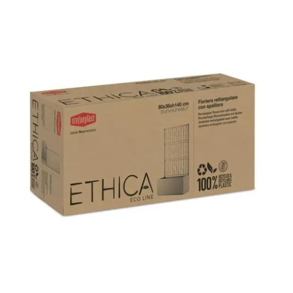 Ethica rektangulär blomlåda 80 cm med grafitspaljé