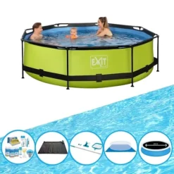 EXIT Swimming Pool Lime - Rammebassin ø300x76cm - Swimming Pool Bundle
