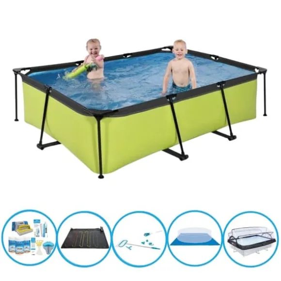EXIT Swimming Pool Lime - 220x150x60 cm - Rammebassin - Inklusiv tilhørende tilbehør