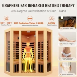 Far Infrarød Træ Sauna, Hjem Sauna Spa til 3-4 personer, 2470W, Effektiv opvarmning, Sundhedsfordele, Komfortabel oplevelse.