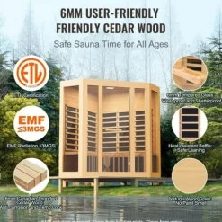 Far Infrarød Træ Sauna, Hjem Sauna Spa til 3-4 personer, 2470W, Effektiv opvarmning, Sundhedsfordele, Komfortabel oplevelse.