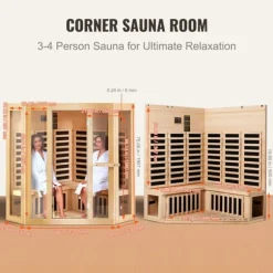 Far Infrarød Træ Sauna, Hjem Sauna Spa til 3-4 personer, 2470W, Effektiv opvarmning, Sundhedsfordele, Komfortabel oplevelse.