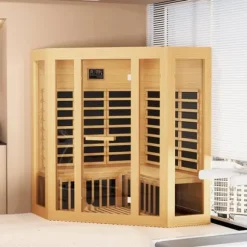 Far Infrarød Træ Sauna, Hjem Sauna Spa til 3-4 personer, 2470W, Effektiv opvarmning, Sundhedsfordele, Komfortabel oplevelse.