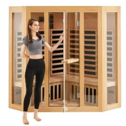 Far Infrarød Træ Sauna, Hjem Sauna Spa til 3-4 personer, 2470W, Effektiv opvarmning, Sundhedsfordele, Komfortabel oplevelse.