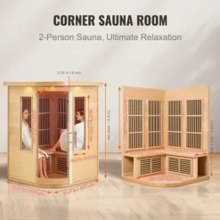 Far Infrared Træ Sauna til Hjemmet, Spa til 2 Personer, 1850W, Effektiv og Energibesparende