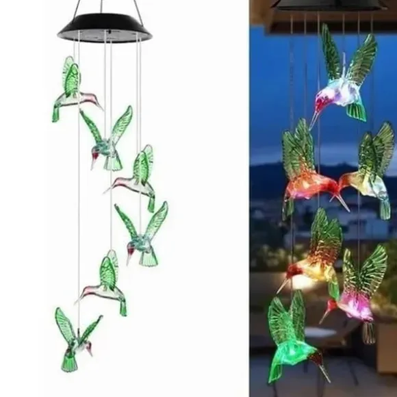 Farveskiftende Solar LED Wind Chimes Lys til have og balkon