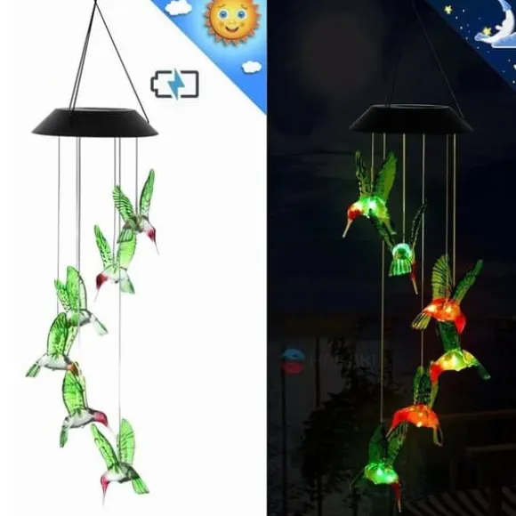 Farveskiftende Solar LED Wind Chimes Lys til have og balkon