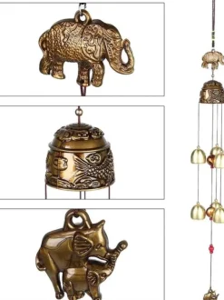 Feng Shui ur, vintage bladelefant, lykkevedhæng, held og lykke Feng Shui bronzeur