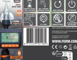 FERM WTA1003 - Digital - Vandur- Interval: 1 min til 24 timer - 3 programmer pr. dag - Ugeprogram - Passer til vandhane: 26,5mm - 21 mm - Arbejder ved | CDON