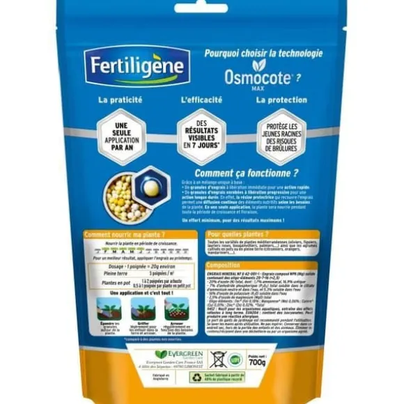 FERTILIGeNE - Långvarigt gödningsmedel Osmocote max Citrusfrukter och medelhavsväxter 700g