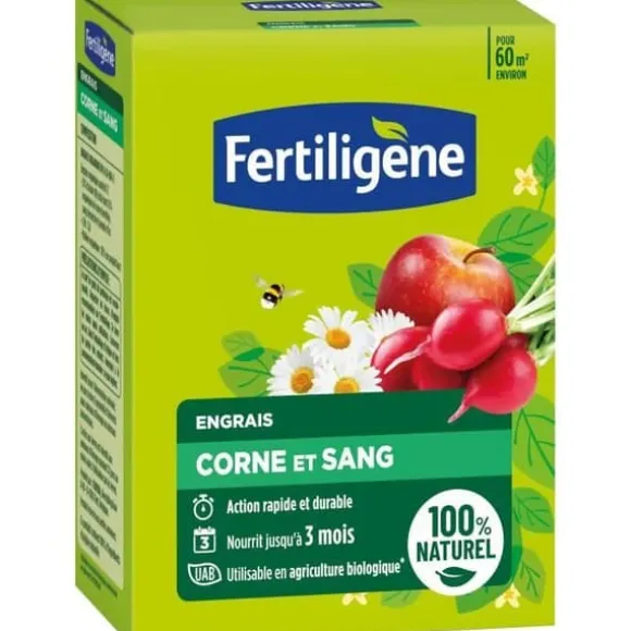 FERTILIGENE FCOSAN3 - Horn- og blodgødning 3 kg - Hurtig og langvarig virkning - Nærer i op til 3 måneder - Op til 60 m² gødet