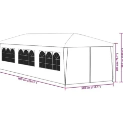 Festtelt 3 x 9 m - UV-bestandigt og vandafvisende | Farve: Antracitgrå