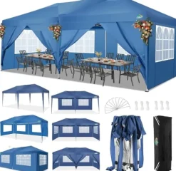Festtelt, Vandtæt, Justerbar Højde,Blå, 3x6m