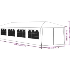 Festtelt 3x12 m - UV-bestandigt & vandafvisende | Farve: Antracitgrå