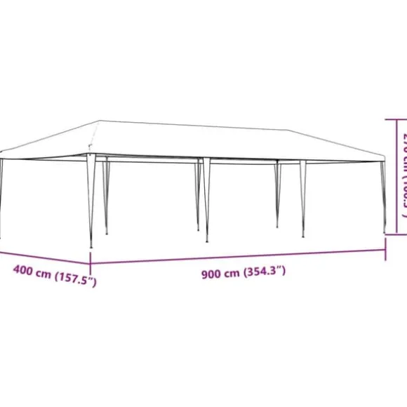 Festtelt 4x9 m - UV-bestandigt & Vandafvisende | Farve: Antracitgrå | Størrelse: 4x9 m