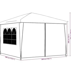 Festtelt 3x3 m - Vandafvisende, UV-bestandigt | Farve: Antracitgrå