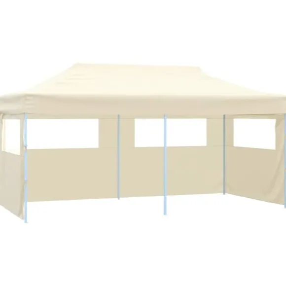 Festtelte & havepavilloner - Living foldbart festtelt med 4 sidevægge 3 x 6 m stål cremefarvet