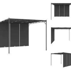 Festtelte & havepavilloner - Living havepavillon med gardin 3x3x2,25m antracitgrå