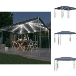 Festtelte & havepavilloner - Living pavillon med LED-lyskæder 400x300 cm antracitgrå