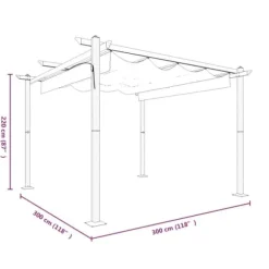 Festtelte & havepavilloner - Living havepavillon med sammenrulleligt tag 3x3 m antracitgrå
