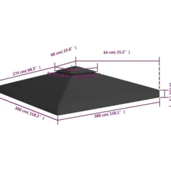 Festtelte & havepavilloner – tage - Living pavillontopdække i 2 lag 3x3 m 310 g/m² sort