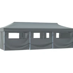 Festtelte & havepavilloner - Living foldbart pop op-festtelt med 8 sidevægge 3 x 9 m antracitgrå