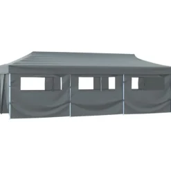 Festtelte & havepavilloner - Living foldbart pop op-festtelt med 8 sidevægge 3 x 9 m antracitgrå