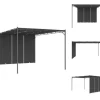 Festtelte & havepavilloner - Living havepavillon med gardin 4x3x2,25 m antracitgrå