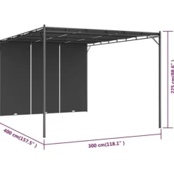 Festtelte & havepavilloner - Living havepavillon med gardin 4x3x2,25 m antracitgrå