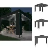 Festtelte & havepavilloner - Living pavillon med dobbelt tag og LED-lyskæder 3x3 m antracitgrå