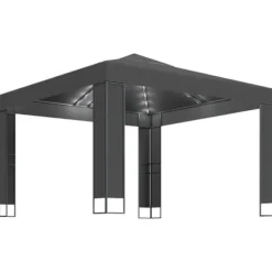 Festtelte & havepavilloner - Living pavillon med dobbelt tag og LED-lyskæder 3x3 m antracitgrå