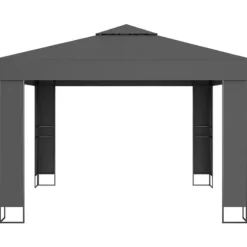 Festtelte & havepavilloner - Living pavillon med dobbelt tag og LED-lyskæder 3x3 m antracitgrå