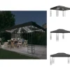 Festtelte & havepavilloner - Living pavillon med LED-lyskæder 3x4 m antracitgrå