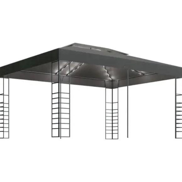 Festtelte & havepavilloner - Living pavillon med LED-lyskæder 3x4 m antracitgrå